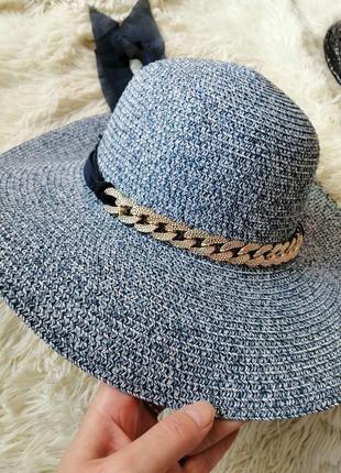 Літній плетений капелюх з широкими полями прикраси ланцюжок на стрічці ідеально підійде для прогулян9 фото