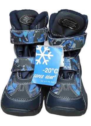 Зимние евро, осенние  термо ботинки, дутики для мальчика синие на флисе1 фото