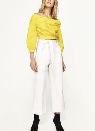 Базовый кроп топ блуза от zara yellow xs/s2 фото