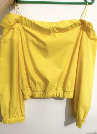 Базовый кроп топ блуза от zara yellow xs/s4 фото