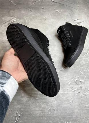 Зимові черевики tommy hilfiger з натуральної замші та хутра в чорному кольорі, мужские кожаные зимние ботинки6 фото