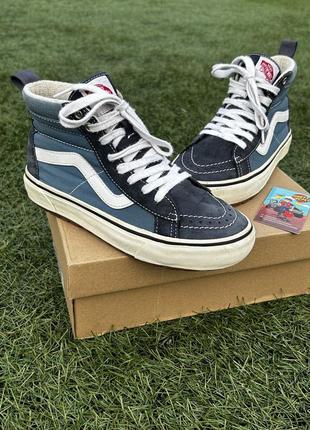 Жіночі зимові кросівки черевики vans ua sk8-hi mte-1 navy blue winter shoes