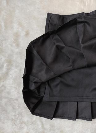 Черная юбка плиссе мини с шортами шорты с юбкой мини со складками теннисная школьная юбка7 фото