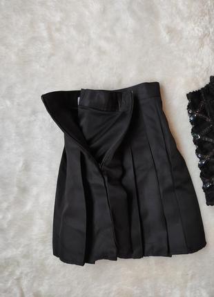 Черная юбка плиссе мини с шортами шорты с юбкой мини со складками теннисная школьная юбка8 фото