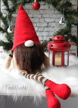 Авторський гномик ручної роботи. скандинавський гном, новорічний гномик handmade