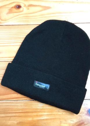 Чорна зимова шапка на флісі унісекс/ шапка бінні/ тепла зимова шапка на флісі  thinsulate