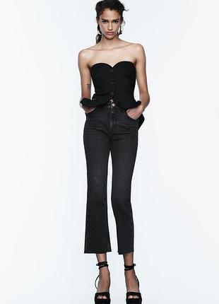 Джинси Zara z1975 ripped mid rise straight джинсы