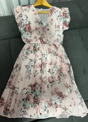Очень красивое нежное платье плиссе гафре цветочный принт 🌸🌸🌸7 фото