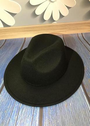 Шляпа унисекс федора с устойчивыми полями черная