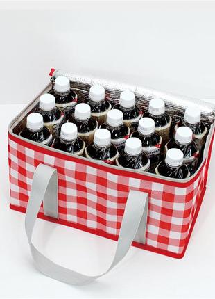 Термосумка сумка холодильник для зберігання продуктів кемпінг пікнік колір червоний