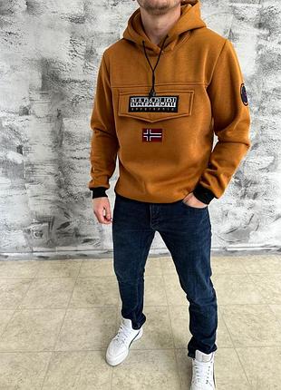 Мужской теплый оранжевый худи