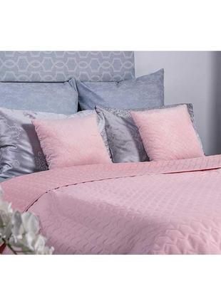 Покрывало на двуспальную кровать 180x220 стеганое дизайнерское, однотонные пледы микрофибра розовый9 фото