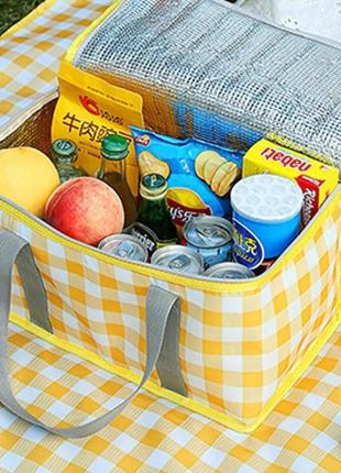 Термосумка сумка холодильник для зберігання продуктів кемпінг пікнік колір жовтий2 фото