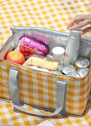 Термосумка сумка холодильник для зберігання продуктів кемпінг пікнік колір жовтий3 фото