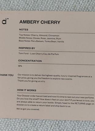 Парфюмированная вода унисекс dossier ambery cherry вдохновлена tom ford's lost cherry6 фото