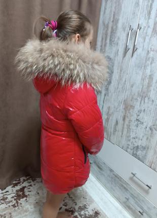 Зимова тепла курточка з натурального опушкою3 фото