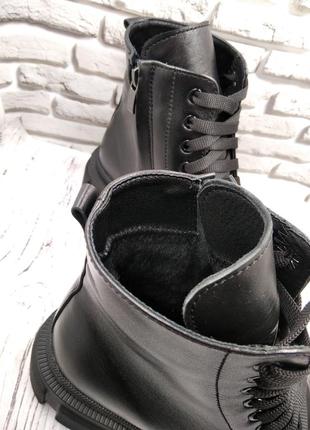 Женская кожаная обувь женская зимняя обувь шнурок змейка комфорт классика ботинки7 фото