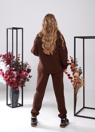 Теплий спортивний костюм жіночий khan арт.502 шоколад коричневого кольору6 фото