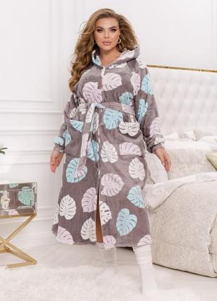 Яркий женский махровый халат 46-68 размеры4 фото