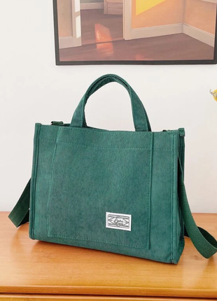 Новая вельветовая сумка сине-зеленого цвета2 фото