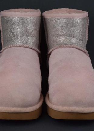 Ugg classic mini logo sparkle угги ботинки женские зимние мех овчина цигейка оригинал 41 г./27 см.4 фото