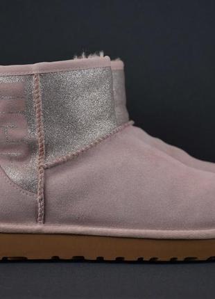 ugg med classic mini logo sparkle угги ботинки женские зимние мех овчина цигейка оригинал 41 г./27 см.