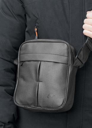 Молодежная мужская сумка-мессенджер nike novelty через плечо стильная черная барсетка из эко-кожи5 фото