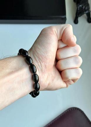 Браслет четки на руку из черного оникса 10мм бочонок мужской женский брояница