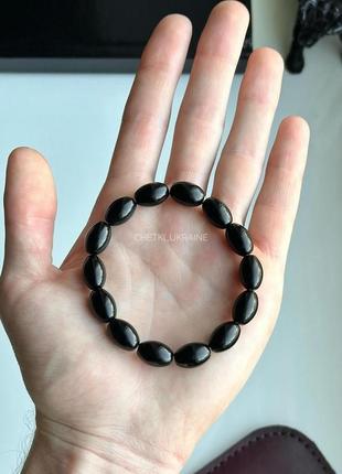 Браслет четки на руку из черного оникса 10мм бочонок мужской женский брояница