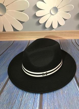 Шляпа унисекс федора с лентой в стиле maison michel и устойчивыми полями черная