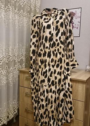 Длинное платье леопардовый принт h&m с вискозы2 фото