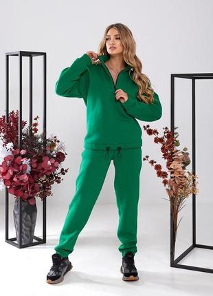 Теплий спортивний костюм жіночий khan арт.502 зелений зеленого кольору