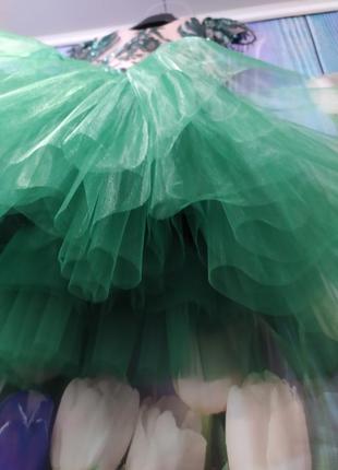 Зелена святкова новорічна пишна сукня9 фото