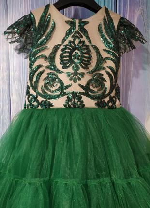 Зелена святкова новорічна пишна сукня7 фото