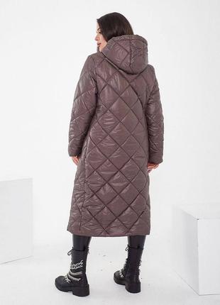 Очень теплое зимнее женское пальто с капюшоном батал5 фото