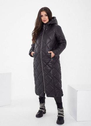 Очень теплое зимнее женское пальто с капюшоном батал2 фото