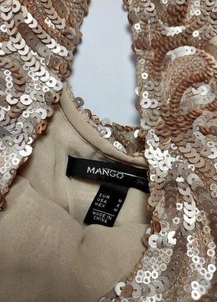 Платье женское мини золотого цвета в пайетках от бренда mango suit m4 фото