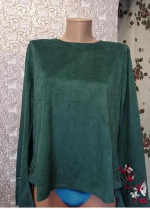 Шикарна блуза смарагдового кольору1 фото