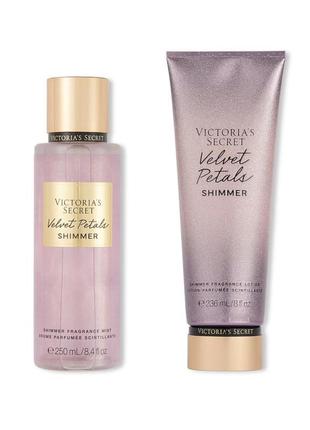 Парфюмированный набор для тела velvet petals shimmer от victoria's secret