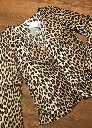 Красивая блузка h&m в леопардовый принт, р. l/12-148 фото
