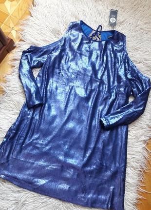 Роскошное синее платье из пайеток3 фото
