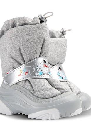 Зимові чоботи дутики demar snowmen. демар сніговик сріблясті1 фото