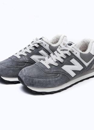 Мужские зимние кроссовки28биленс, new balance 574 grey, замша, мех9 фото