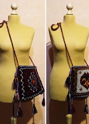 Двухсторонняя женская сумочка в народном стиле, 100% шерсть.