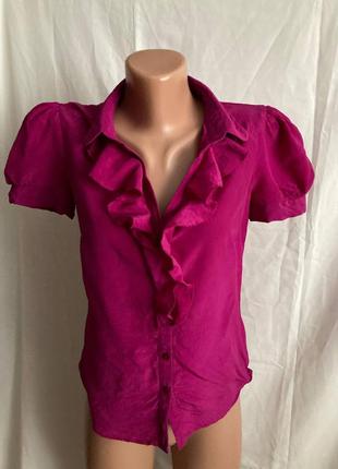 Шовкова жіноча бордова блуза з коротким рукавом 100% шовк