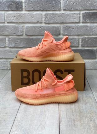 Кроссовки женские adidas yeezy boost 350 v2, оранжевые, адидас изи буст3 фото