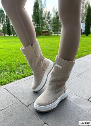 Чоботи зимові жіночі натуральна шкіра флотар/замша/лакована шкіра