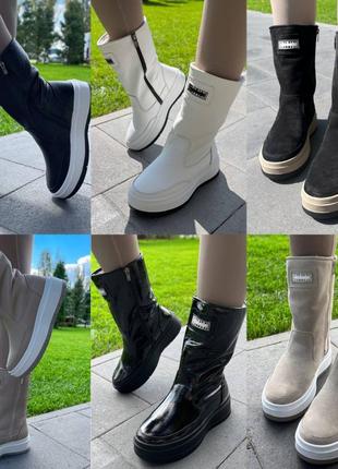 Чоботи зимові жіночі натуральна шкіра флотар/замша/лакована шкіра