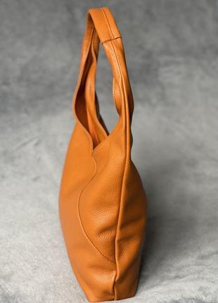 Кожаная рыжая сумка на плечо camille, италия5 фото