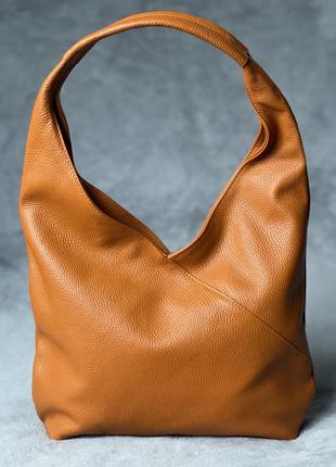 Кожаная рыжая сумка на плечо camille, италия4 фото